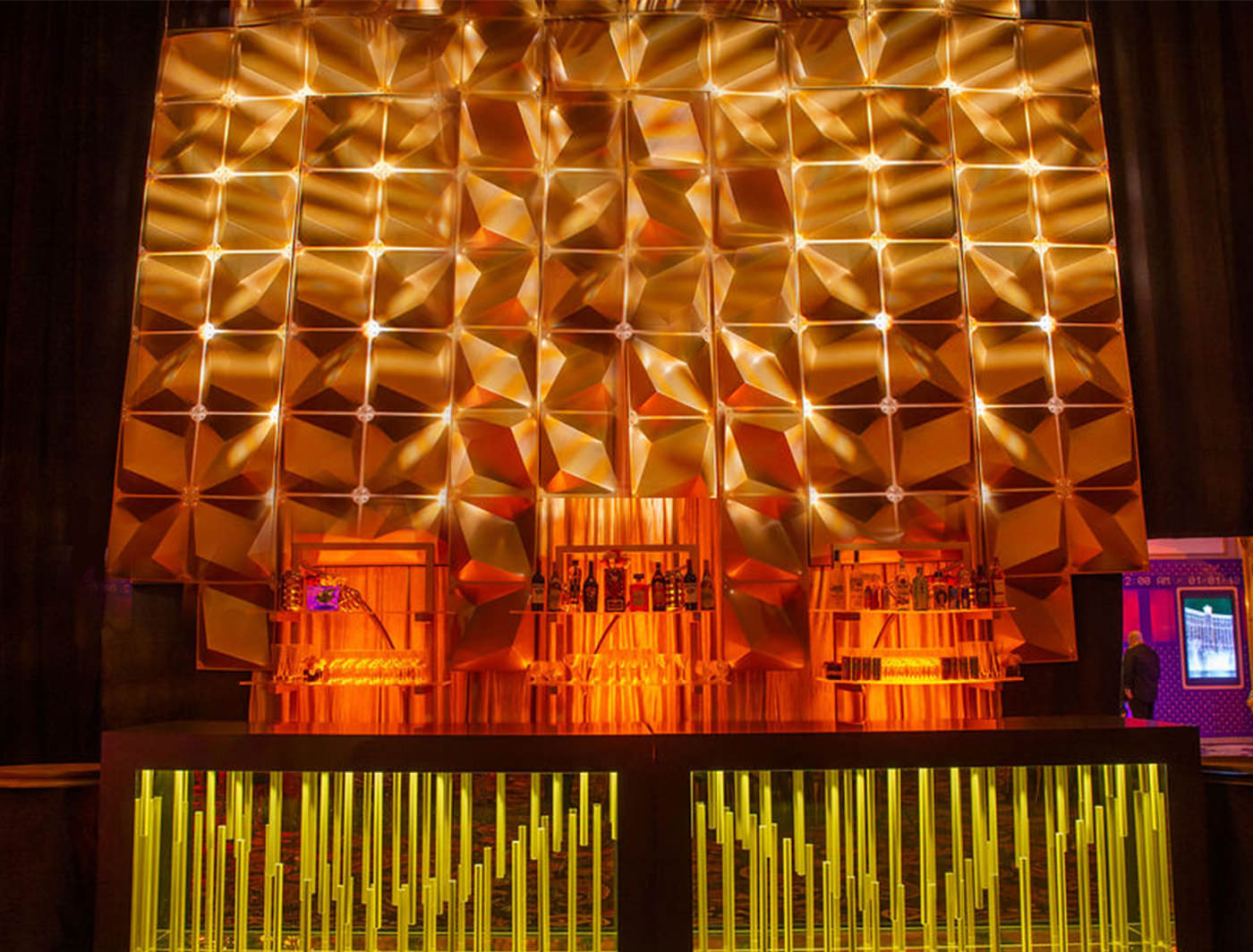 Zeddit Premium gold panels create a stunning backdrop - Photo Cred: MGM Resorts Event Productions, Bellagio NYE