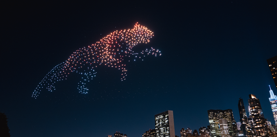 puma drone projection in the sky