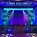 Stage lights and backdrop for "Extra Give"