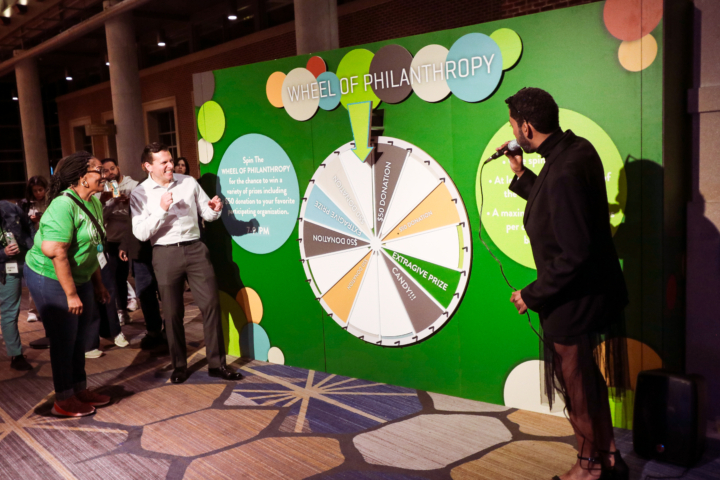 participants spinning a custom wheel