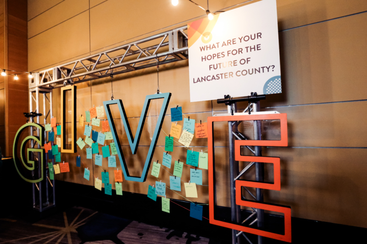 large custom display at fundraising gala