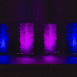 Pixel modular scenic wall with vertical lighting columns creating segmented illumination.