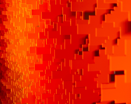 Close-up detail of the textured surface geometry of a Pixel modular scenic panel.