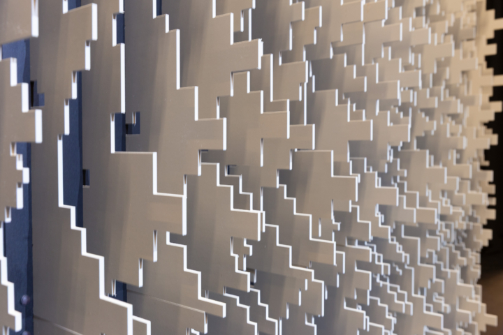 Close-up of Pixel modular scenic panel surface in neutral studio lighting.