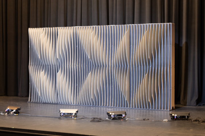 Front-facing Shell modular scenic wall photographed in natural lighting conditions.