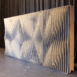 Angled view of Shell modular scenic wall photographed in natural light.