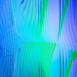 Detailed view of Shell modular scenic panel with green lighting highlighting surface curvature.
