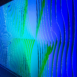 Close-up detail of Shell modular scenic panel surface under blue lighting.