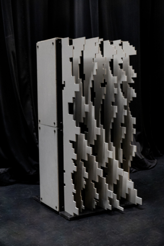 Freestanding Pixel modular scenic panel single unit photographed in a studio from the front.